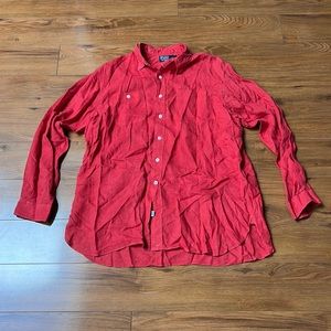 Polo Ralph Lauren Red Linen Button Up